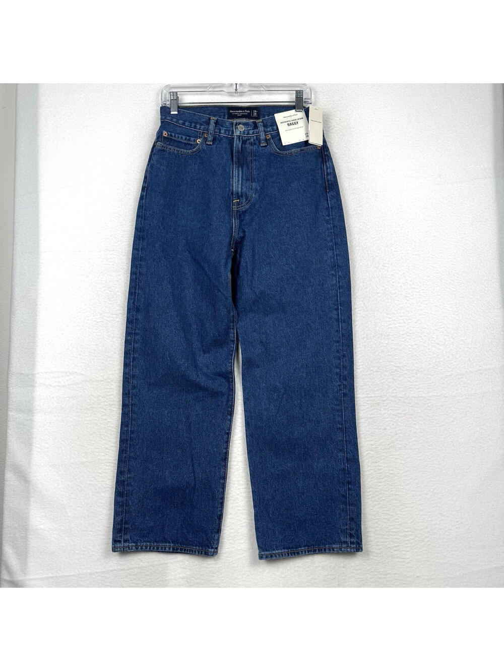 NEW Abercrombie & Fitch Mens 28x28 Authentic Rigid Denim Baggy Jeans Dark Wash